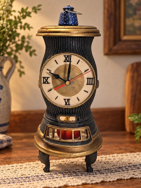 Other - Vintage Ceramic Novelty Stove Teapot Clock – Blue & White – Pristine Condition!